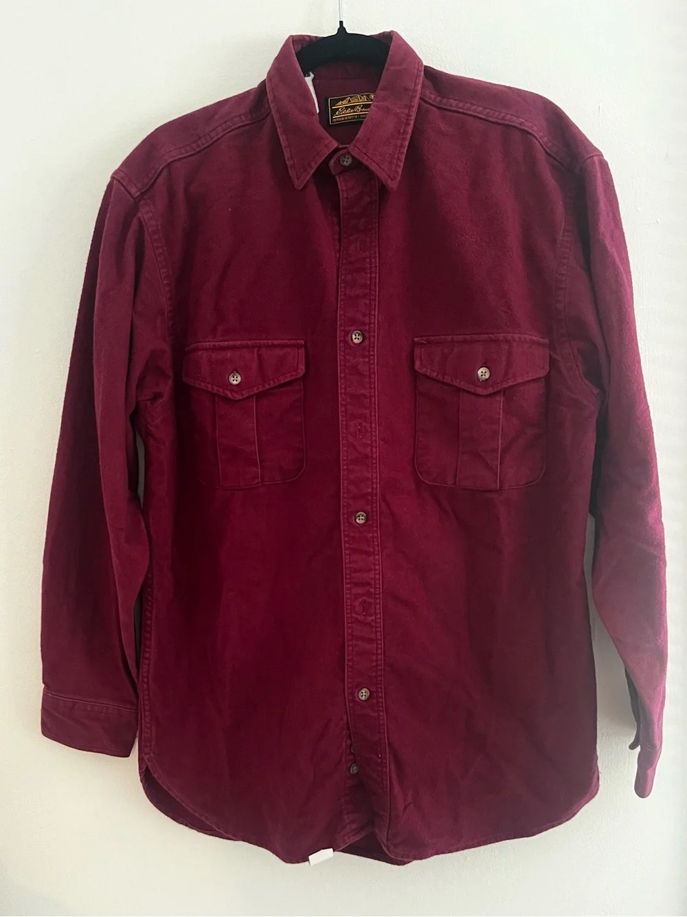 Vintage Eddie Bauer Maroon Heavy Chamois Flannel Shirt Size M